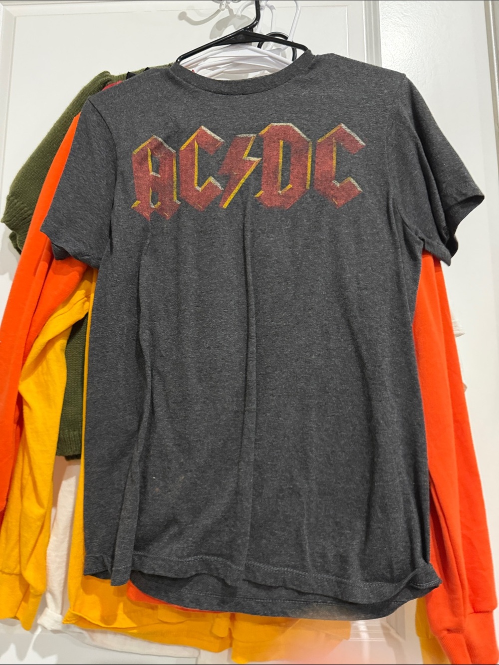 AC/DC Charcoal Tee with Red and Yellow Logo